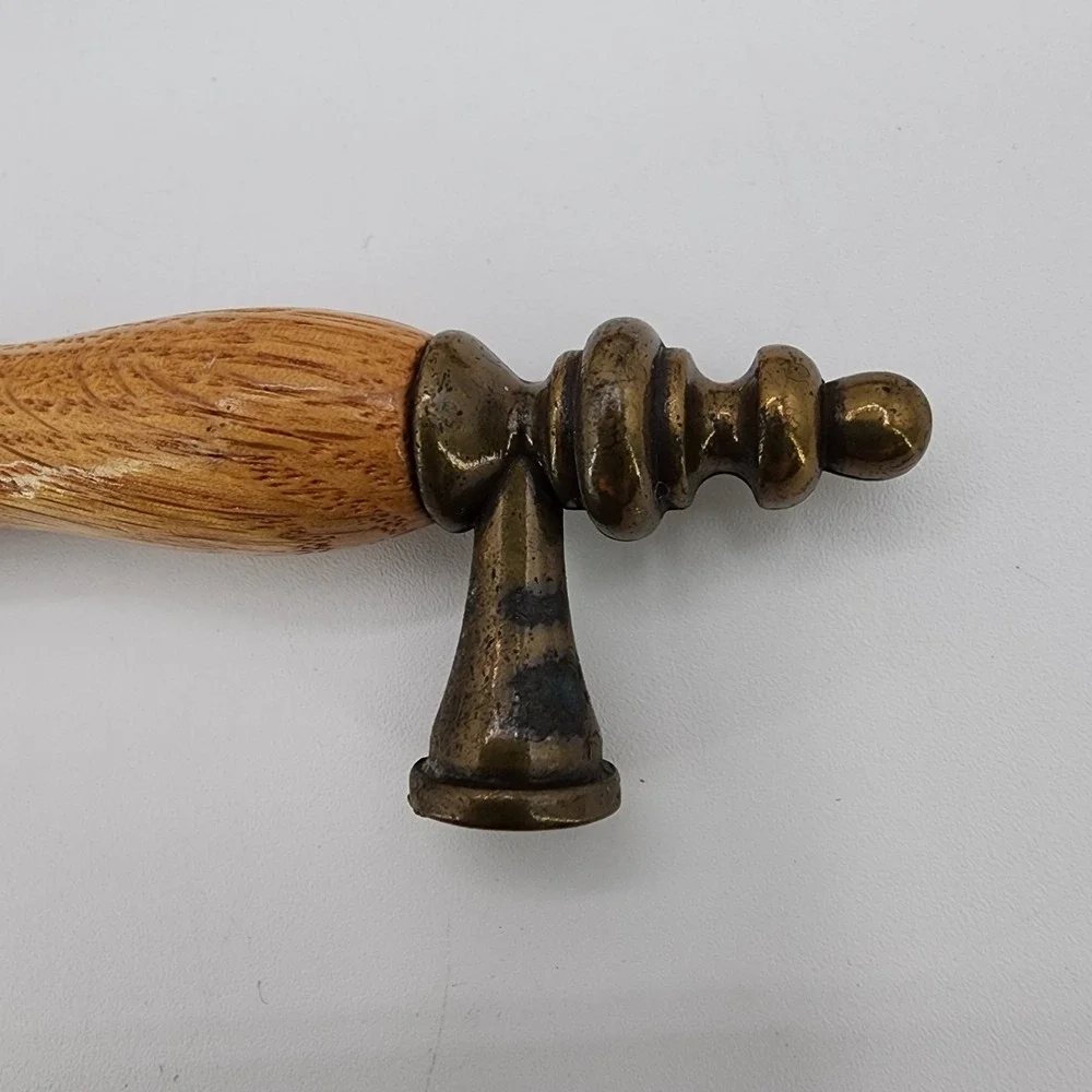 Vintage Salvaged Recycled‎ Wood & Brass Drawer Pulls Oak & Metal Cabinet Handles